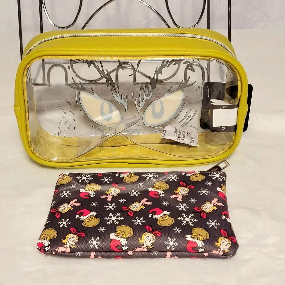 Bioworld Dr Seuss Grinch Travel Cosmetic Bags Set of 2 New with Tags